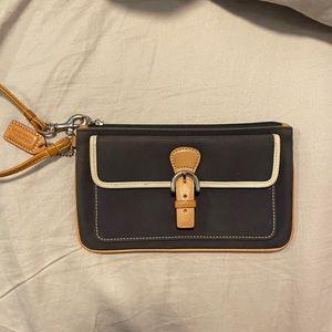 Navy Blue Canvas Coach Wristlet